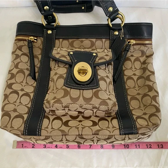 Coach Vintage Legacy 65th Anniversary Gigi turnlock tote bag,brown,black leather - Picture 13 of 16